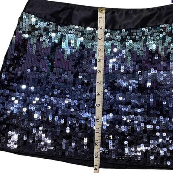 Express Design Sequin Blue Mini Skirt Size 0 - Picture 4 of 6